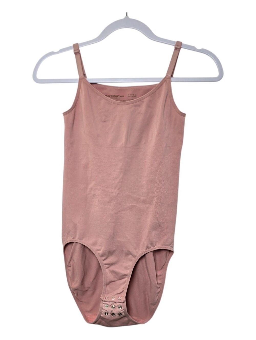 Shapermint Essentials All Day Every Day Scoop Neck Bodysuit Rose Tan Sz M
